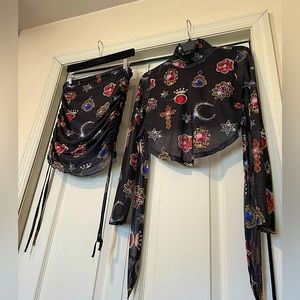 Dollskill | Y2K Horoscopez 2 Piece Party Set | Color: Black | Size: L |